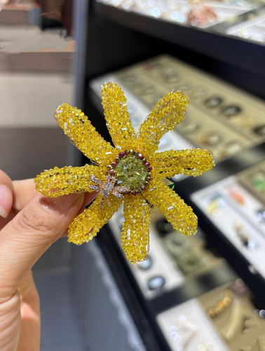 专柜同款向日葵系列钩针璀璨晶石花朵发夹气质高级感精致侧边夹