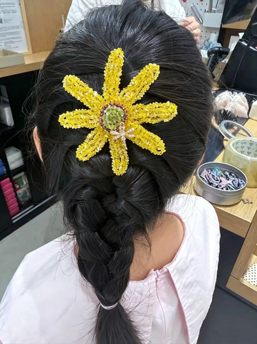 专柜同款向日葵系列钩针璀璨晶石花朵发夹气质高级感精致侧边夹