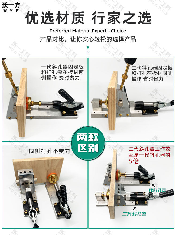新款二代木工斜孔定位器开孔打斜眼机斜孔器台阶钻头木板组装衣柜