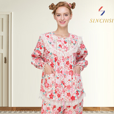 欣琦丝100%纯棉家居服女长袖长裤