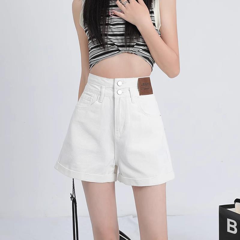 白色牛仔短裤女夏季薄款2025新款高腰显瘦a字小个子外穿阔腿热裤