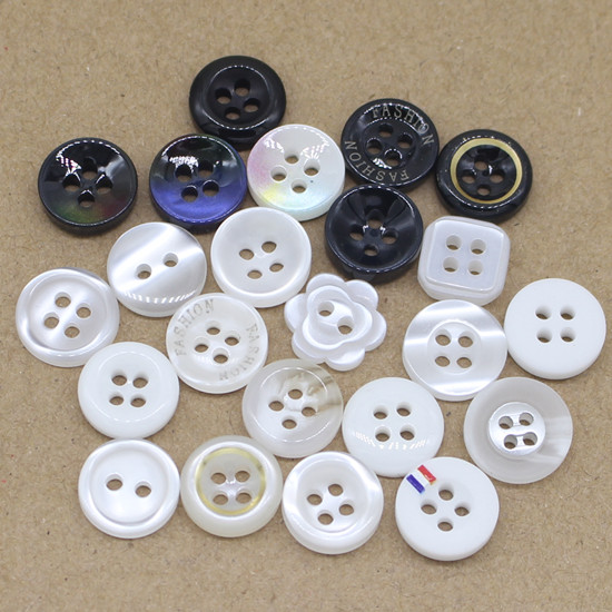 百搭白色珠光衬衫扣雪纺扣衬衣纽扣男女通用黑白色四眼衬衣扣装饰