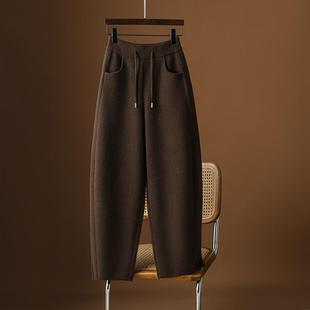 垂感宽松香蕉裤 高腰镰刀哈伦裤 子 女冬季 秋冬加厚双面绒弯刀阔腿裤