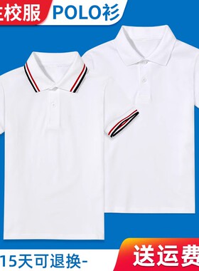 儿童短袖t恤男女幼儿园白色上衣纯棉翻领夏季polo衫中小学生校服