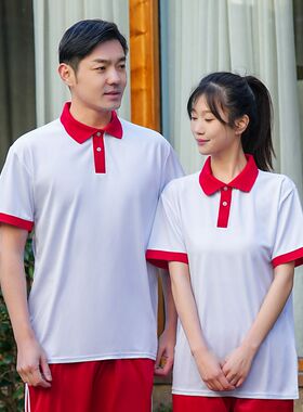 匆匆那年校服短袖红白色上衣网红同款初中高中学生学院风校服套装