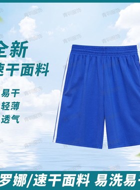 深圳校服中小学生夏季薄男女统一速干高级特版冰感索罗娜蓝色短裤