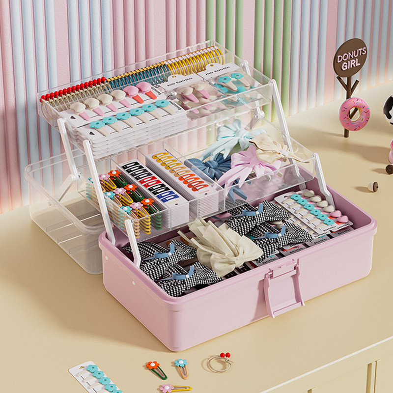 儿童发饰收纳盒女孩女童发夹饰品皮筋发箍头饰发卡梳妆头绳首饰盒,收纳整理,首饰盒,淘宝优惠券,粉丝福利购,淘宝优惠卷