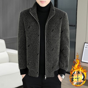 冬季男士短款毛呢大衣加绒加厚立领休闲拉链毛呢外套男保暖夹克潮