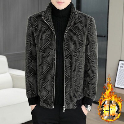冬季男士短款毛呢大衣加绒加厚