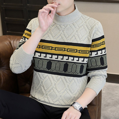 高品质半高领毛衣男冬季加厚修身