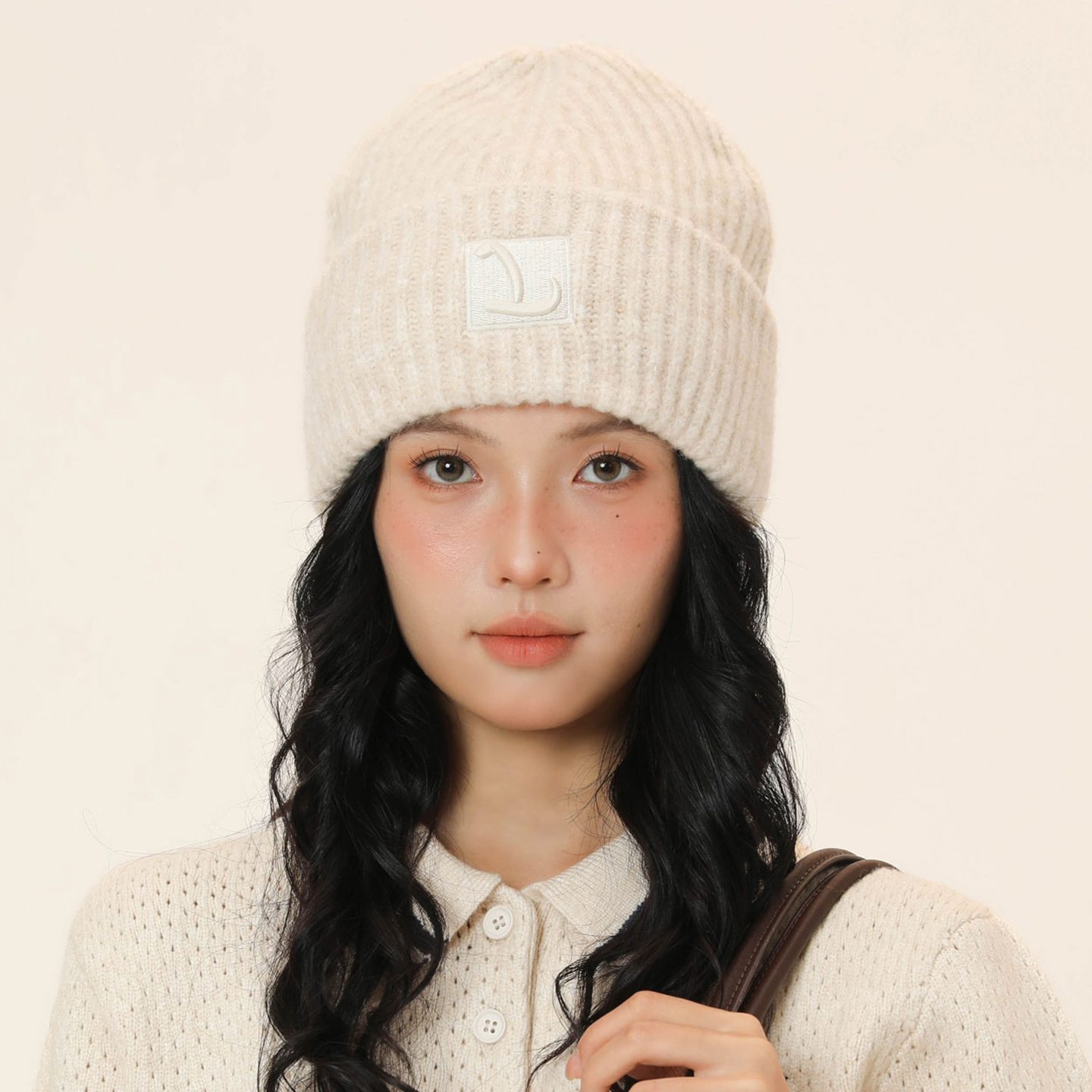 秋冬加厚保暖羊毛混纺针织帽