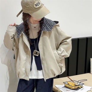 儿童夹克上衣韩版 洋气中大童秋装 百搭 皮衣外套2025新款 女童秋冬季