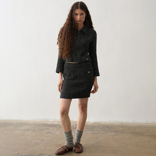 TMS STUDIO原创设计环保毛可拆卸袖口香风收腰冬新款拉链外套