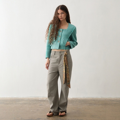 茧型香风夹克酷感羊毛高腰短外套