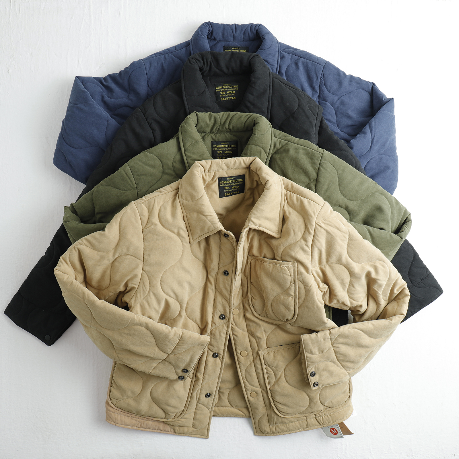 日系复古风桃皮绒翻领棉衣