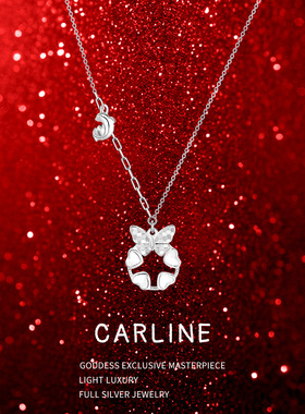 蝴蝶爱心项链女款2025新款 高级感轻奢小众纯银女999足银正品学生