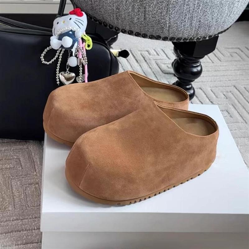 谷韵丨复古磨砂半拖包头鞋爆款简约厚底增高百搭勃肯外穿女鞋潮