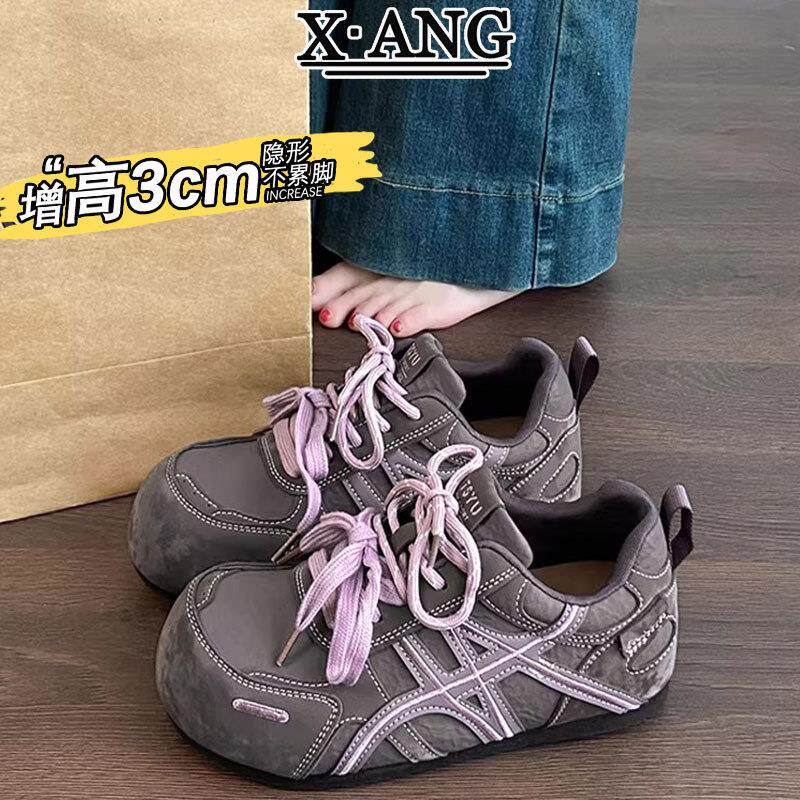 真皮软底不累脚女鞋子系带德训鞋2026春夏季新款休闲运动鞋阿甘鞋