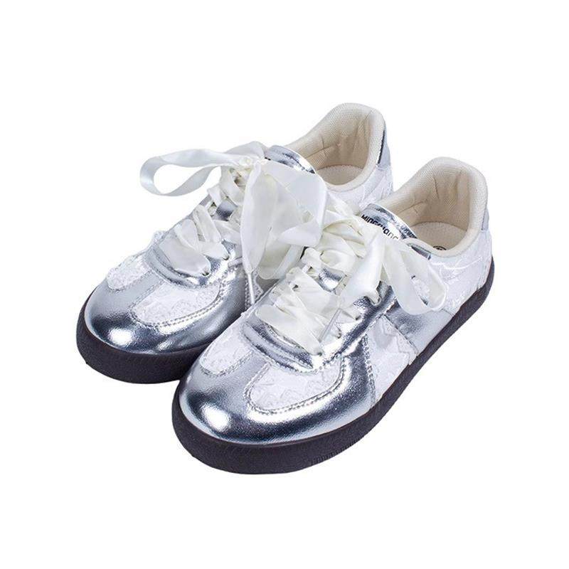 银色小众德训鞋女2026新款复古芭蕾风丝带蕾丝边透气时尚平底板鞋,女鞋,德训鞋,淘宝优惠券,粉丝福利购,淘宝优惠卷