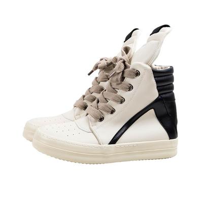 白鹿鞋业高街潮流黑白拼色设计高帮板鞋2026新款侧拉男款穿搭鞋子