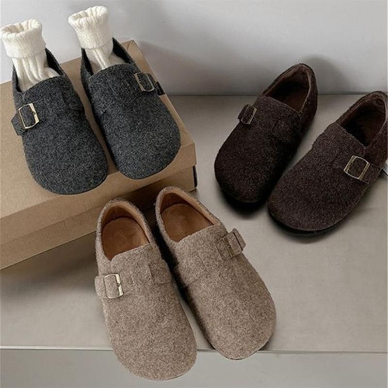 澜柜厚底勃肯鞋女内增高秋冬新款外穿加绒毛毛棉鞋懒人包头半拖鞋