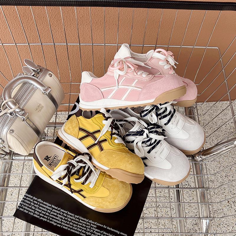 芭蕾风丑萌厚底德训鞋女2025新款时尚百搭舒适轻便运动休闲阿甘鞋