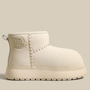 白色厚底加绒加厚雪地靴女冬季外穿2026新款大头短靴保暖东北棉鞋