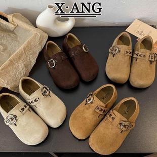 全包勃肯鞋 乐福鞋 内增高女鞋 子女休闲单鞋 女 超软底不累脚鞋 牛皮版