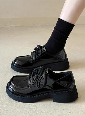 黑色大头小皮鞋女2026年夏季新款日系jk乐福鞋英伦风松糕厚底单鞋