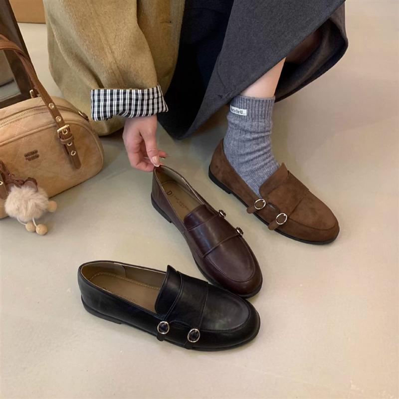 复古低跟小皮鞋女软底一脚蹬懒人豆豆鞋休闲韩版通勤百搭玛丽珍鞋