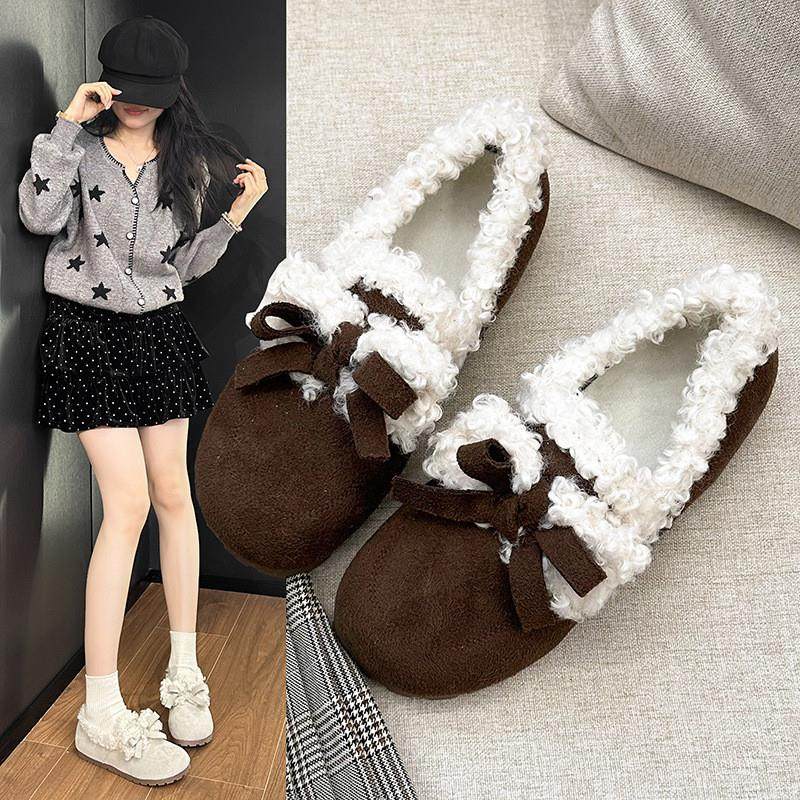 复古蝴蝶结勃肯鞋女2026秋冬新款一脚蹬低帮大棉鞋休闲毛毛雪地靴,女鞋,勃肯鞋/软木鞋,淘宝优惠券,粉丝福利购,淘宝优惠卷