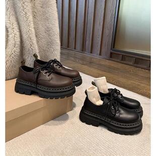 丨小马丁~2026秋季系带厚底增高休闲dr德比小皮鞋女乐福单鞋