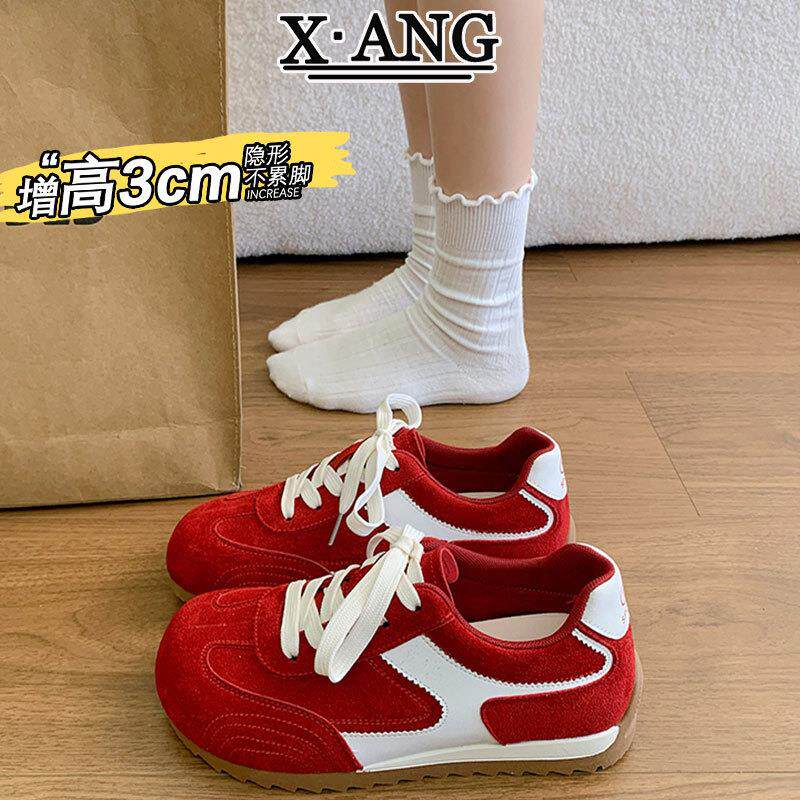 真皮德训鞋女款2026新款春夏季女鞋子软底不累脚休闲运动鞋阿甘鞋