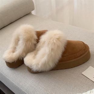 桑坡新款蒂茨库特长毛拖鞋羊毛厚底外穿巨好看包头冬季毛毛拖鞋女