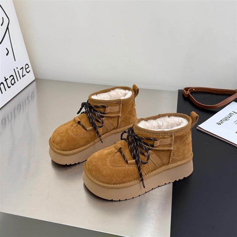 厚底交叉绑带雪地靴女2026年新款小个子增高加绒加厚百搭保暖棉鞋,居家布艺,居家棉拖/棉鞋,淘宝优惠券,粉丝福利购,淘宝优惠卷