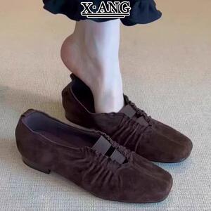 羊皮版复古风方头鞋子女2026春夏季新款玛丽珍鞋女鞋浅口软底单鞋