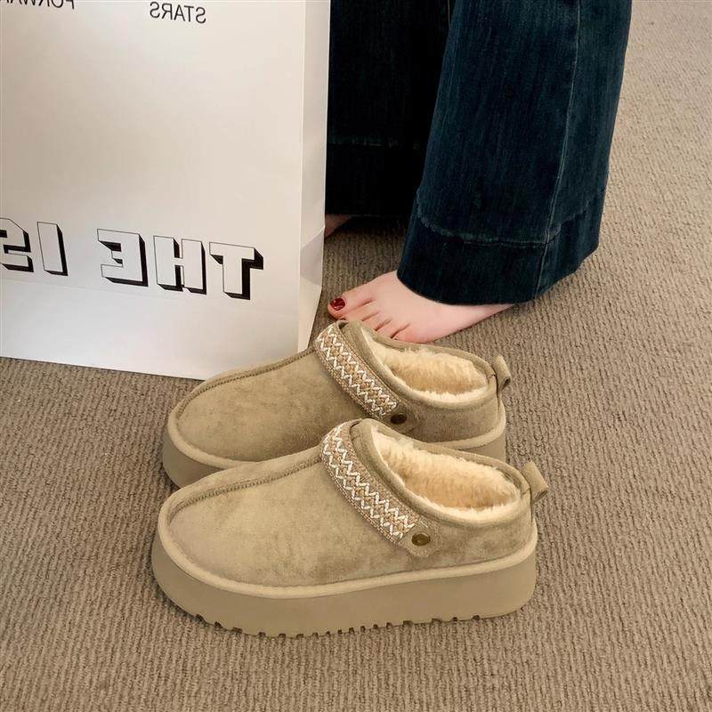 民族风厚底两穿毛毛拖鞋女外穿2026年新款加绒保暖一脚蹬包头棉拖,女鞋,其他拖鞋,淘宝优惠券,粉丝福利购,淘宝优惠卷