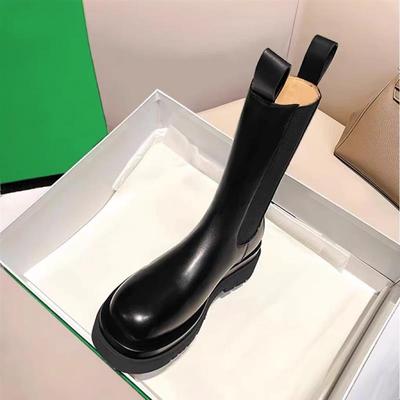 mona同款时尚马丁靴女厚底切尔西靴显瘦增高英伦风中筒弹力烟筒靴