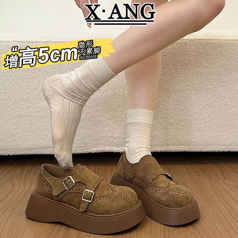 牛皮版全包勃肯鞋子女2026春季新款厚底增高配裙子单鞋百搭乐福鞋