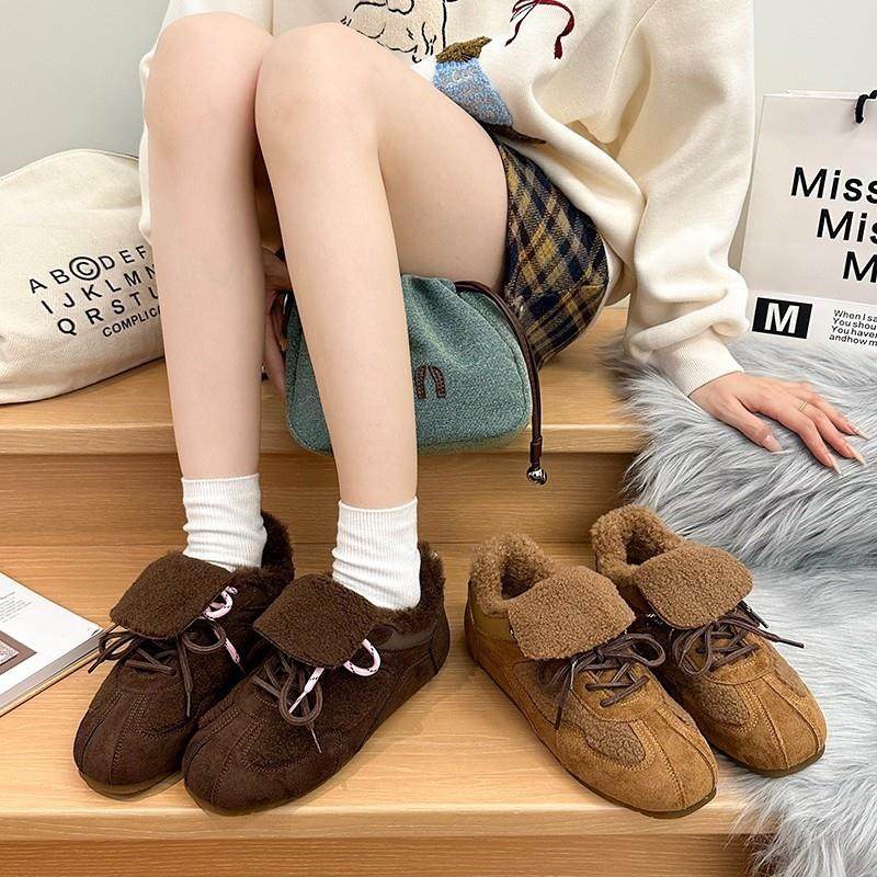 复古软底平底加绒德训鞋女2026冬季新款内增高毛毛鞋百搭保暖棉鞋,女鞋,德训鞋,淘宝优惠券,粉丝福利购,淘宝优惠卷