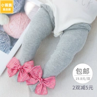 Bé sơ sinh vớ cotton mùa xuân và mùa thu nơ công chúa nữ bé chân dài qua đầu gối 0-1 tuổi 3 Song Khẩu - Vớ quần tất học sinh