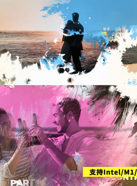 FCPX插件Stylish Ink Slideshow时尚水墨动画叠加图文展示模板