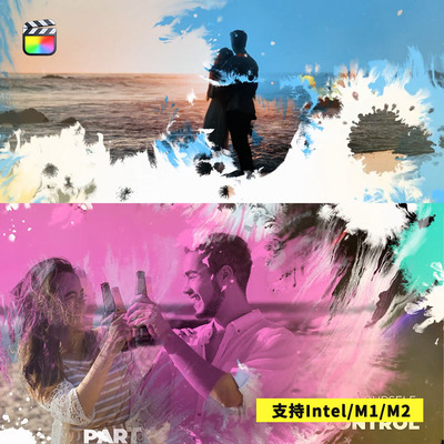 FCPX插件Stylish Ink Slideshow时尚水墨动画叠加图文展示模板