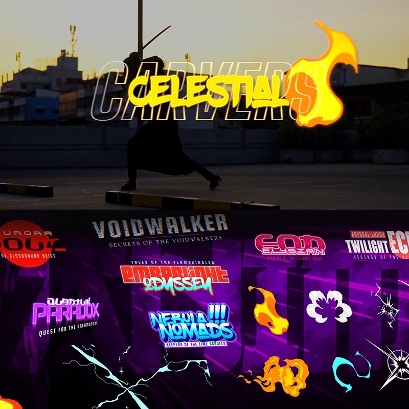 FCPX插件-50个动漫卡通文字标题图形元素动画包