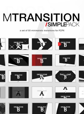 FCPX插件mTransition Simple Pack简洁图形遮罩转场动画预设50个