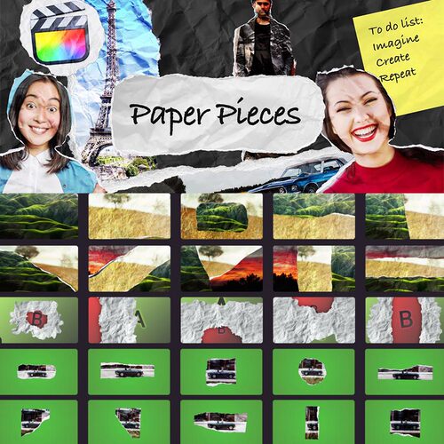 FCPX插件-50个创意褶皱纸张撕裂拼贴定格动画预设
