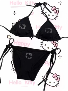 Kitty水鉆凱泳衣內衣可外穿Y2K甜酷辣妹ins純欲吊帶比基尼 Hello