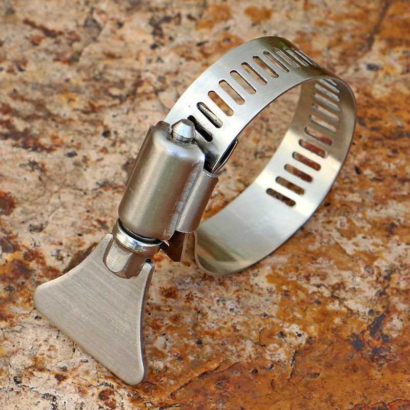304不锈钢带手柄喉箍卡箍管卡/水管束紧抱箍气管夹油管箍钢带管卡