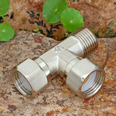 4分热水器水龙头内丝活络接头 加厚全铜电镀四分活接三通分流 包邮