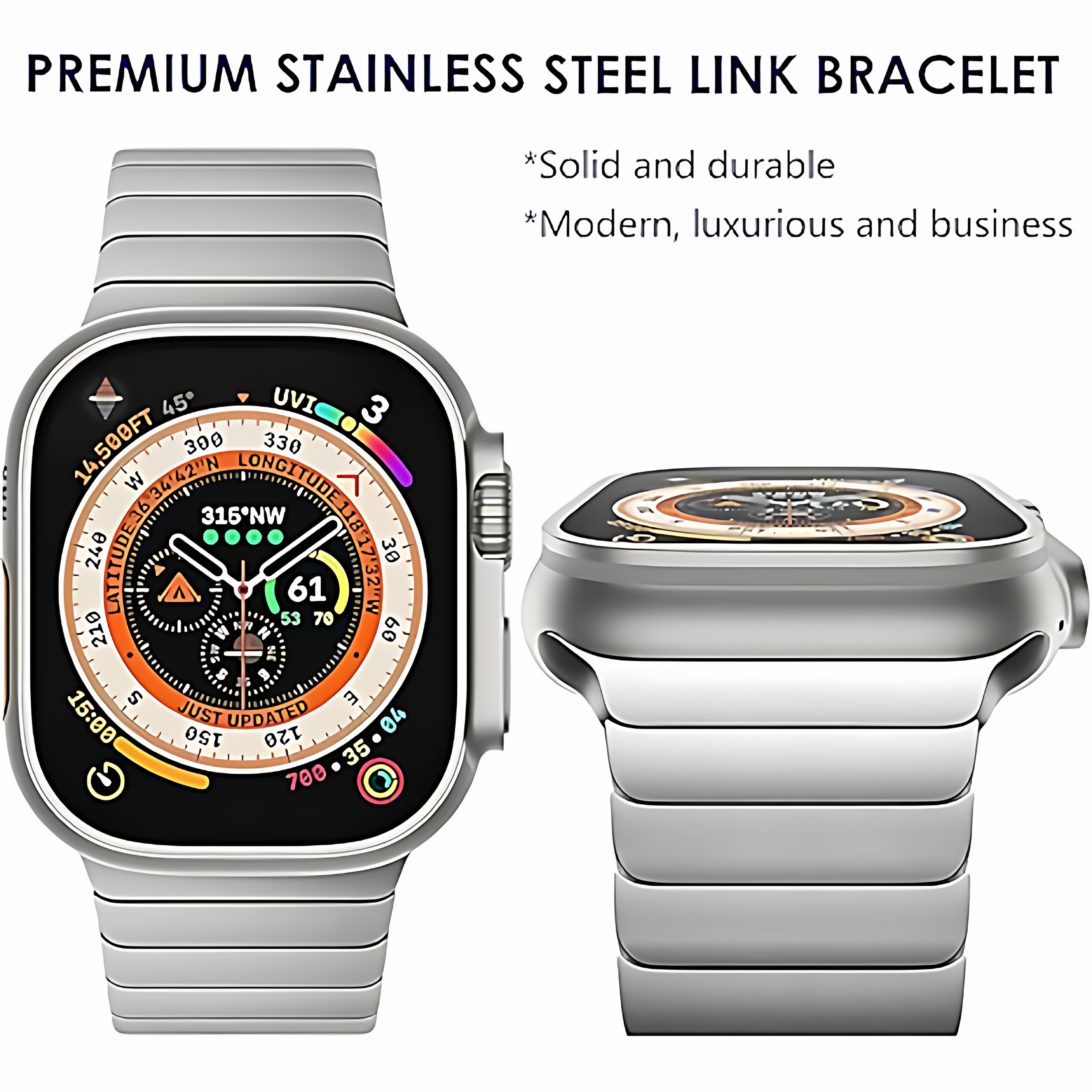 适用苹果ultra3华强北手表带s11诺曼扣不锈钢iwatch10/s9实心精钢